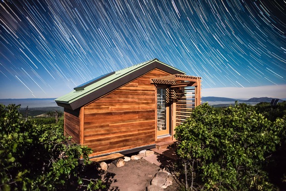Sustainable mountain top sauna with solar power.